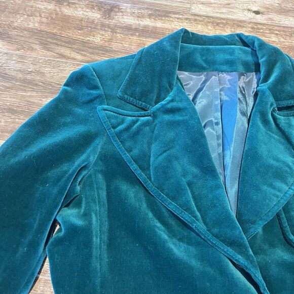 VIntage Blazer Womens 7/8 Green Velvet Mark Hober 70s Prep Royal Irish Christmas - Picture 8 of 15